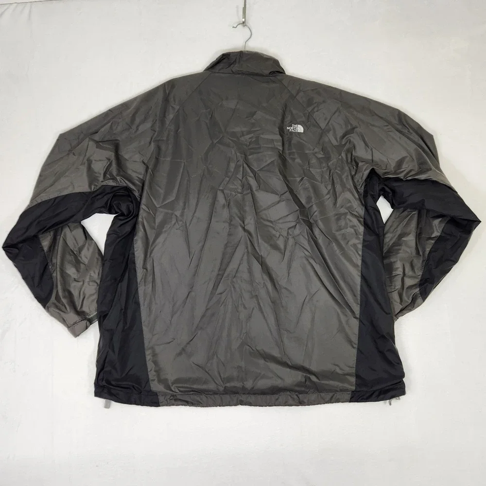 The North Face Mens XXL Grey Black Full Zip Stowable Ripstop Windbreaker Jacket